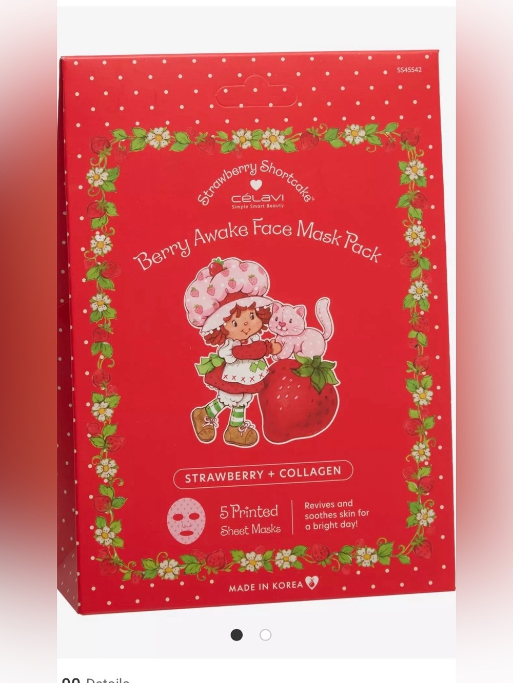 Strawberry Shortcake Berry Awake Face Sheet Mask Set NWT